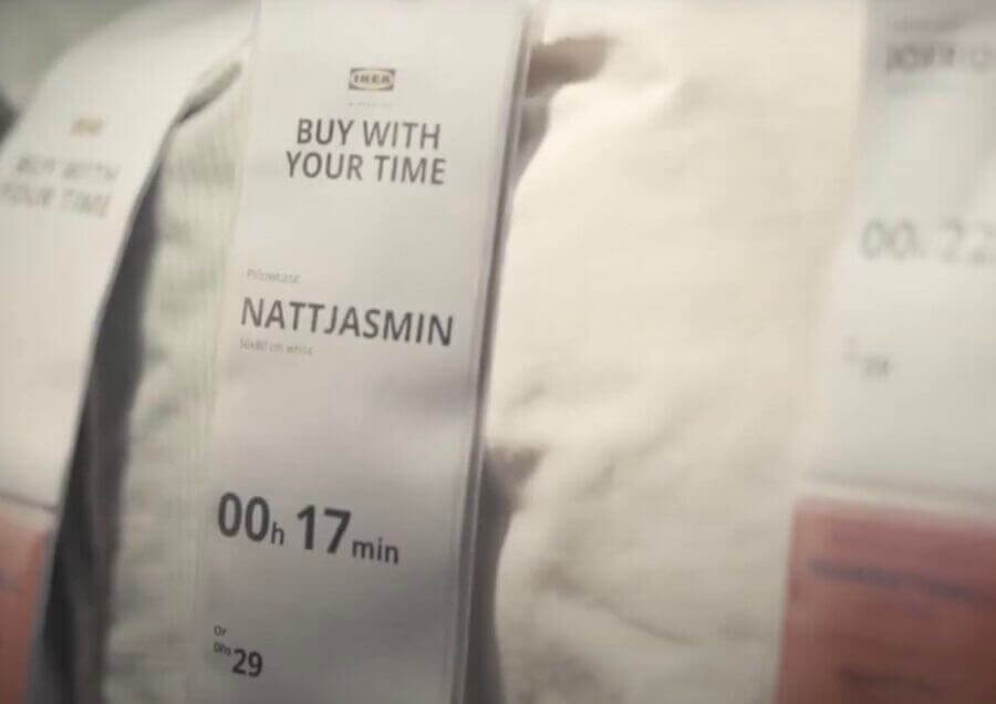Ikea digital initiative launched pay with time project, and here is the product label which presents that